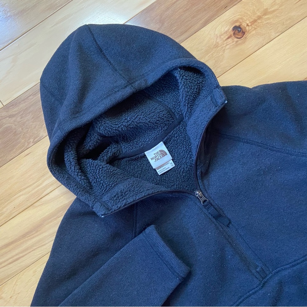 The North Face Fleece Sweater Womens Sz XS Black Hooded 1/2 Zip